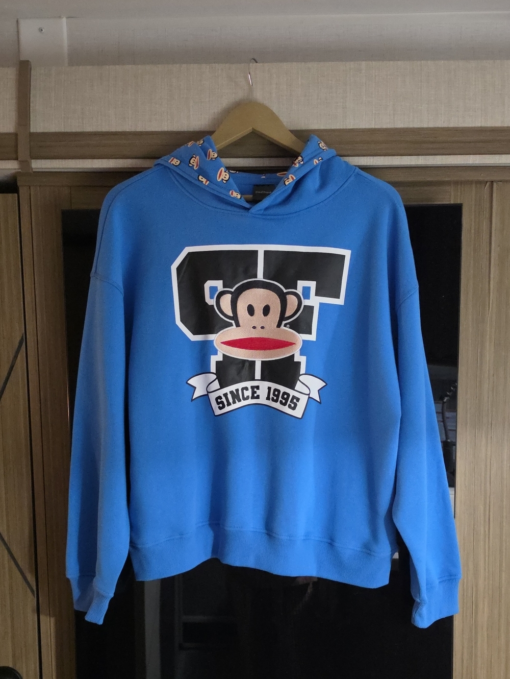 NWOT) BLUE HOODED MONKEY, GRAPHIC PULLOVER SWEATSHIRT, BY PAUL FRANK - Picture 10 of 12